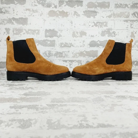 NEW Caslon Miller Brown Suede Pull On Water Resistant Lug Chelsea Bootie A460 - Picture 7 of 11